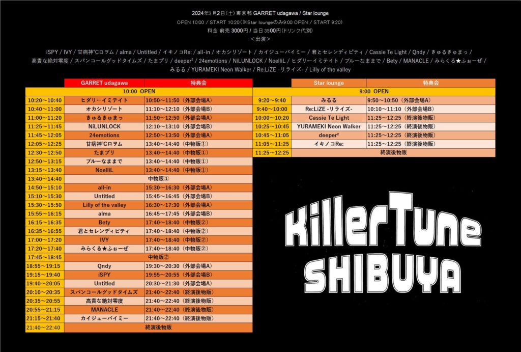 20240302 「Killer Tune SHIBUYA 2024 Vol.44」@ GARRET udagawa